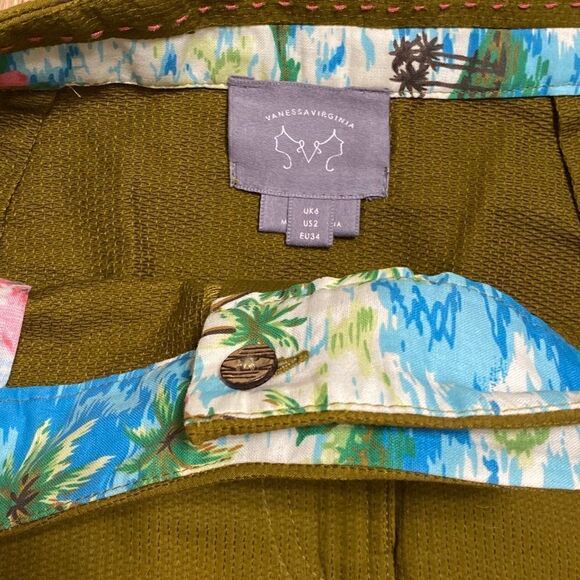 Vanessa Virginia Anthropologie Skirt Womens Size 6 Olive Green Mini Cotton - Picture 5 of 8